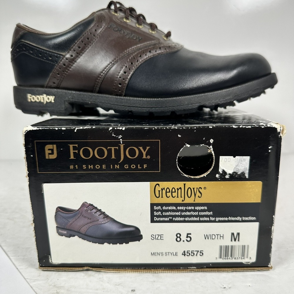 FootJoy GreenJoys Men's Brown Black Oxford Golf Shoes Size 8.5M - 45575 - w/ Box